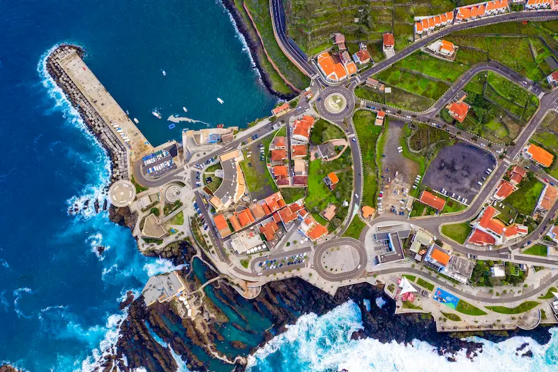 Aerial View Village Porto Moniz Madeira Island Portugal