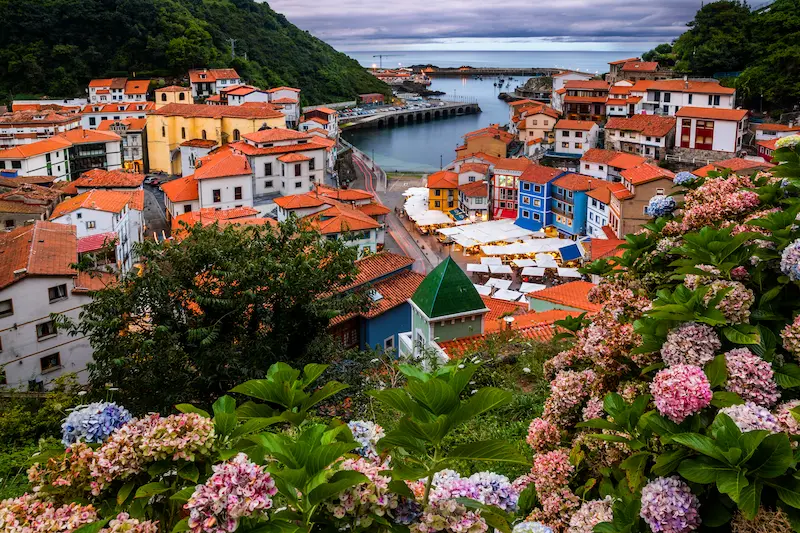 Cudillero Picturesque Fishing Village At Sunset Portugal