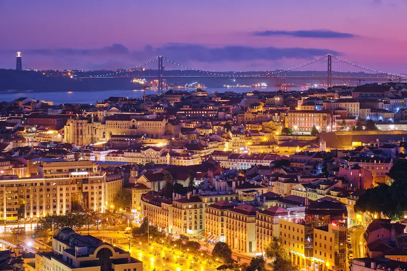 Evening View Of Lisbon From Miradouro Da Senhora